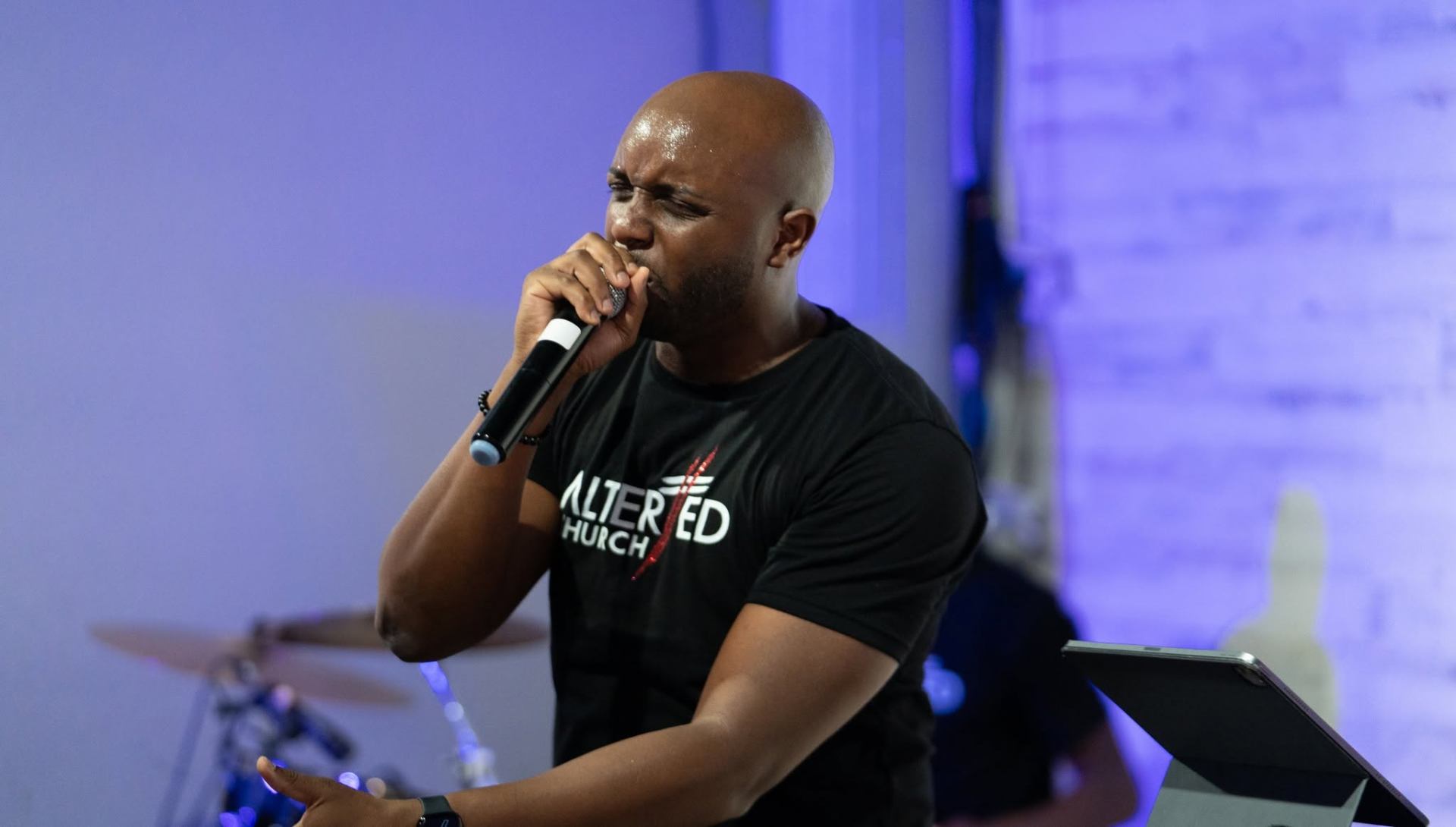 Worship leader pouring out a song